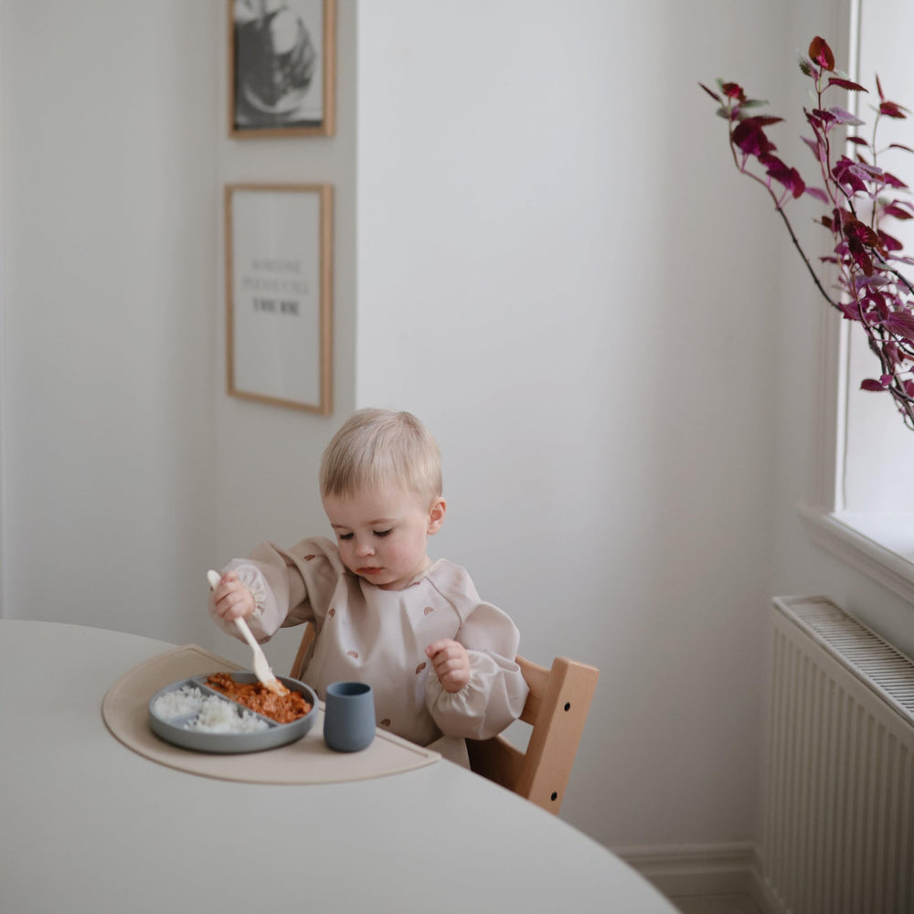 Mushie long sleeve bib sun sized for ages 6-24 months