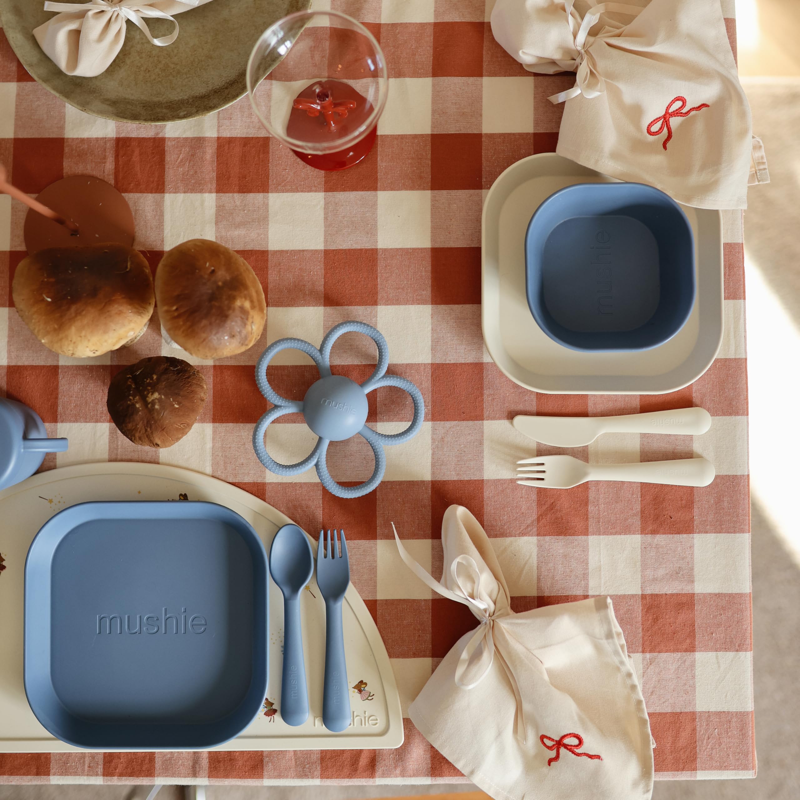 Mushie microwave-safe plates warm leftovers safely for quick meals.