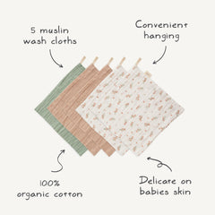 Mushie washcloths pink flowers design ideal for on-the-go cleanup.