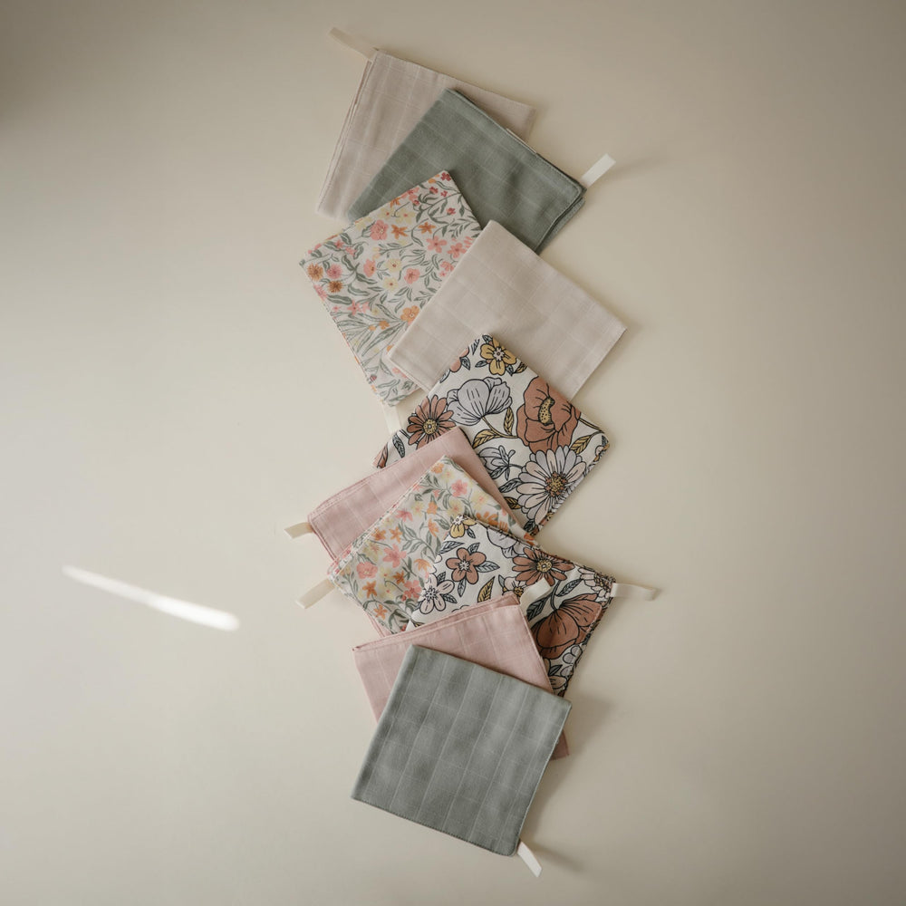 Mushie pink flowers cloths soft texture for daily use.