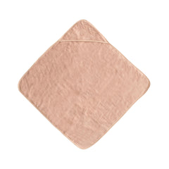 Closeup of Mushie organic cotton baby towel highlighting breathable, premium material.