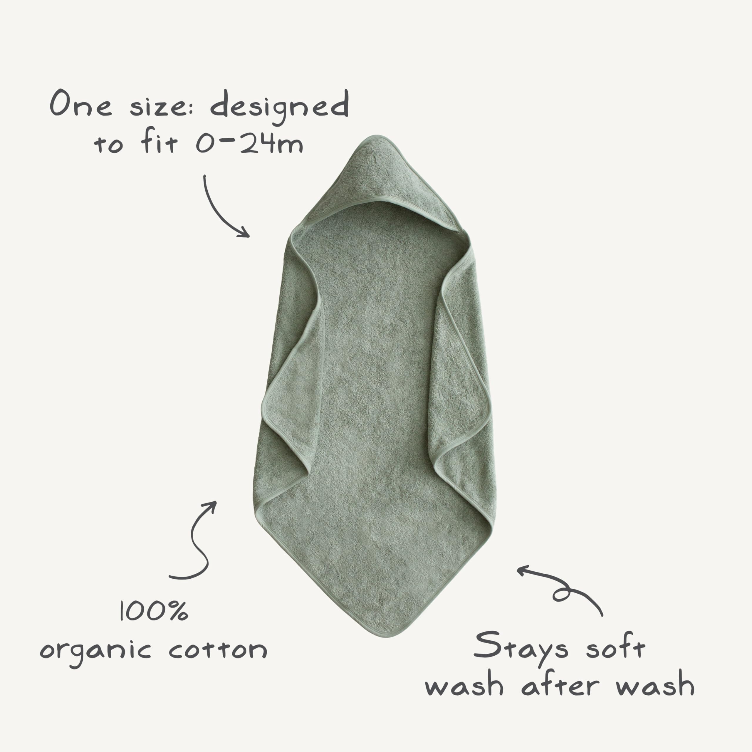 Mushie organic cotton towel gray soft nap texture for gentle use