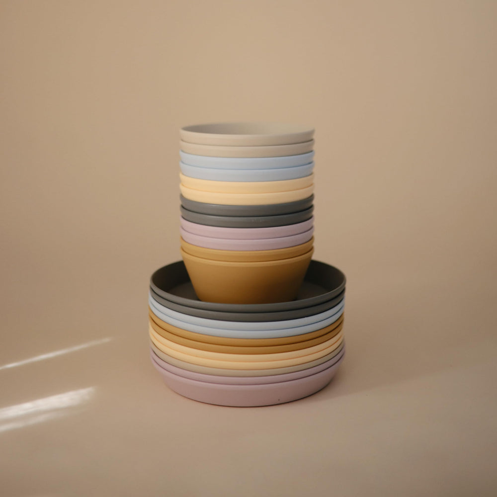 Mushie vanilla bowls easy care with warm soap or top rack.
