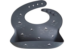 Mushie silicone bib stain-resistant material, boats design, easy to wipe clean.
