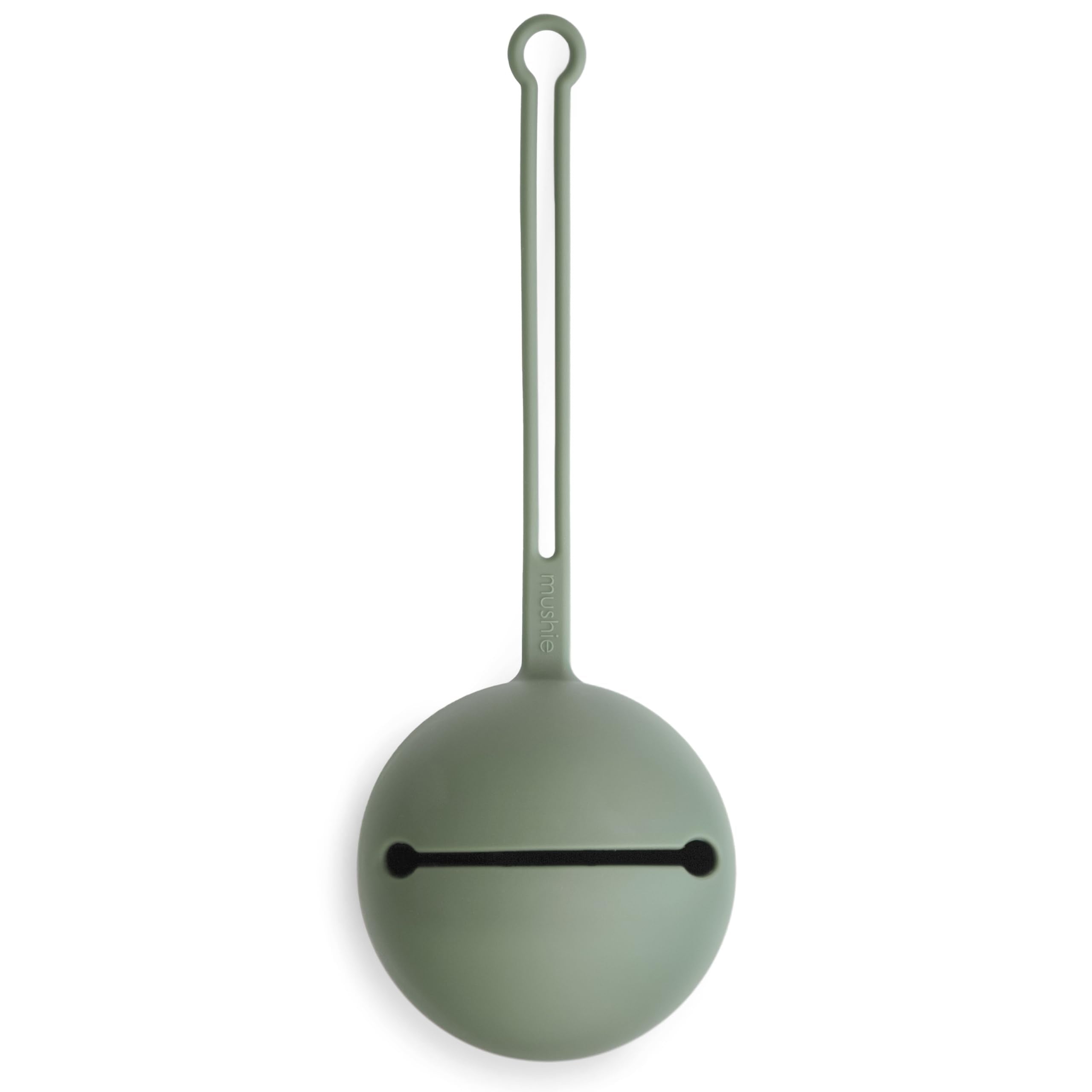 Mushie pacifier holder case front view showcasing compact design for quick access
