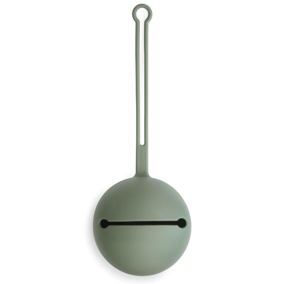 Mushie pacifier holder case front view showcasing compact design for quick access