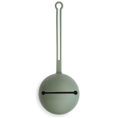 Mushie pacifier holder case front view showcasing compact design for quick access