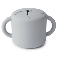 Mushie silicone snack cup stone two handles for easy grip during meals