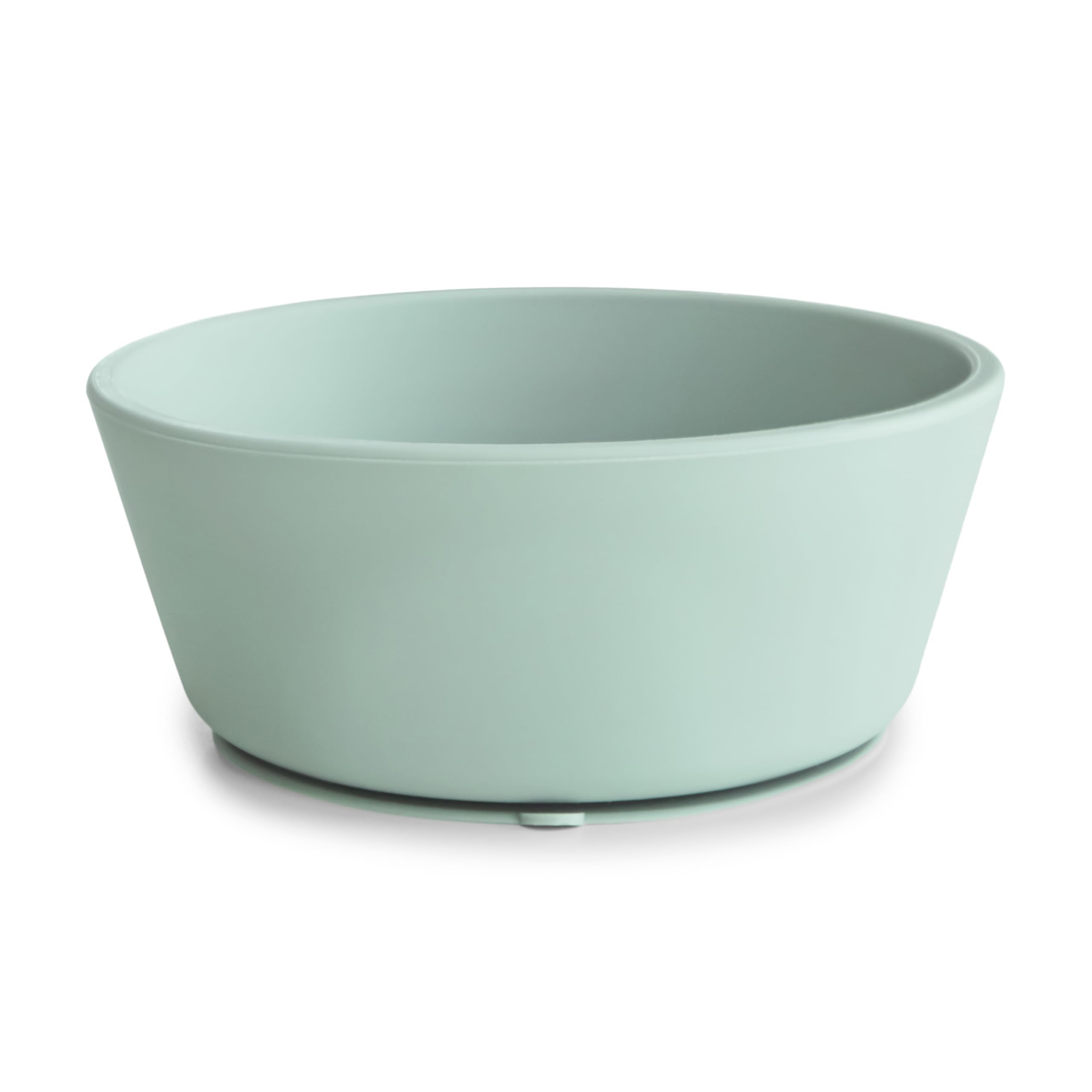 Mushie silicone suction bowl Cambridge Blue with non-slip base for self-feeding.