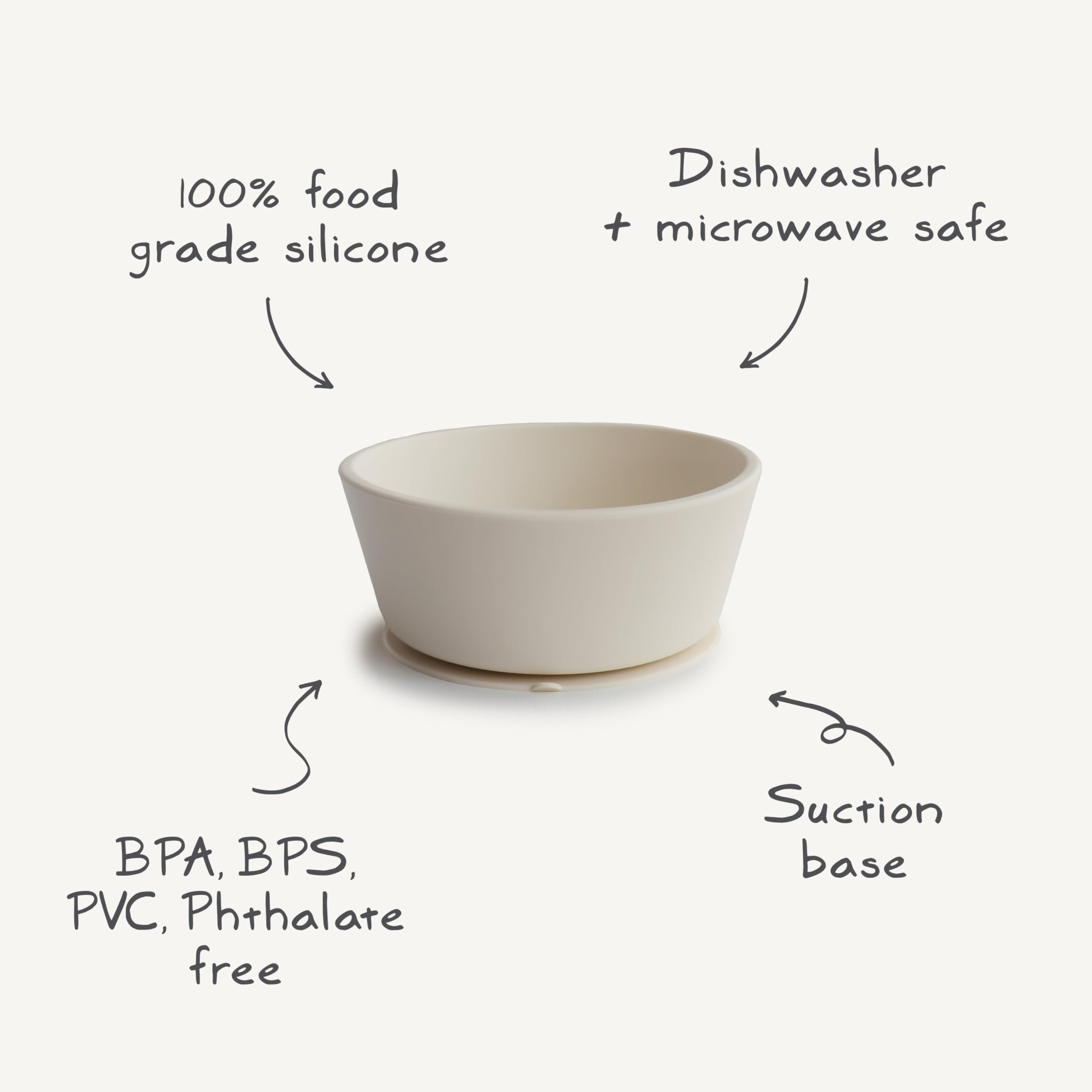 Mushie silicone suction bowl ideal for toddlers transitioning to self-feeding.