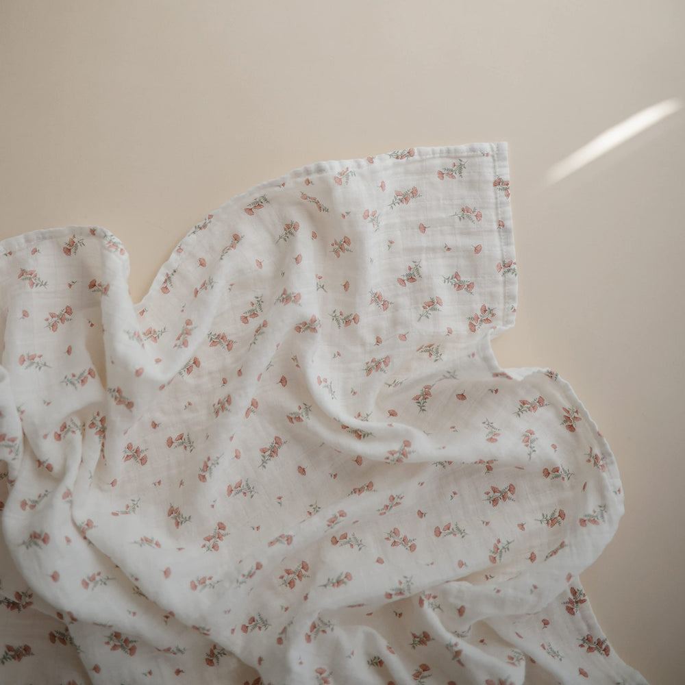 Mushie soft organic cotton texture close-up shows gentle pre-washed fabric for baby skin