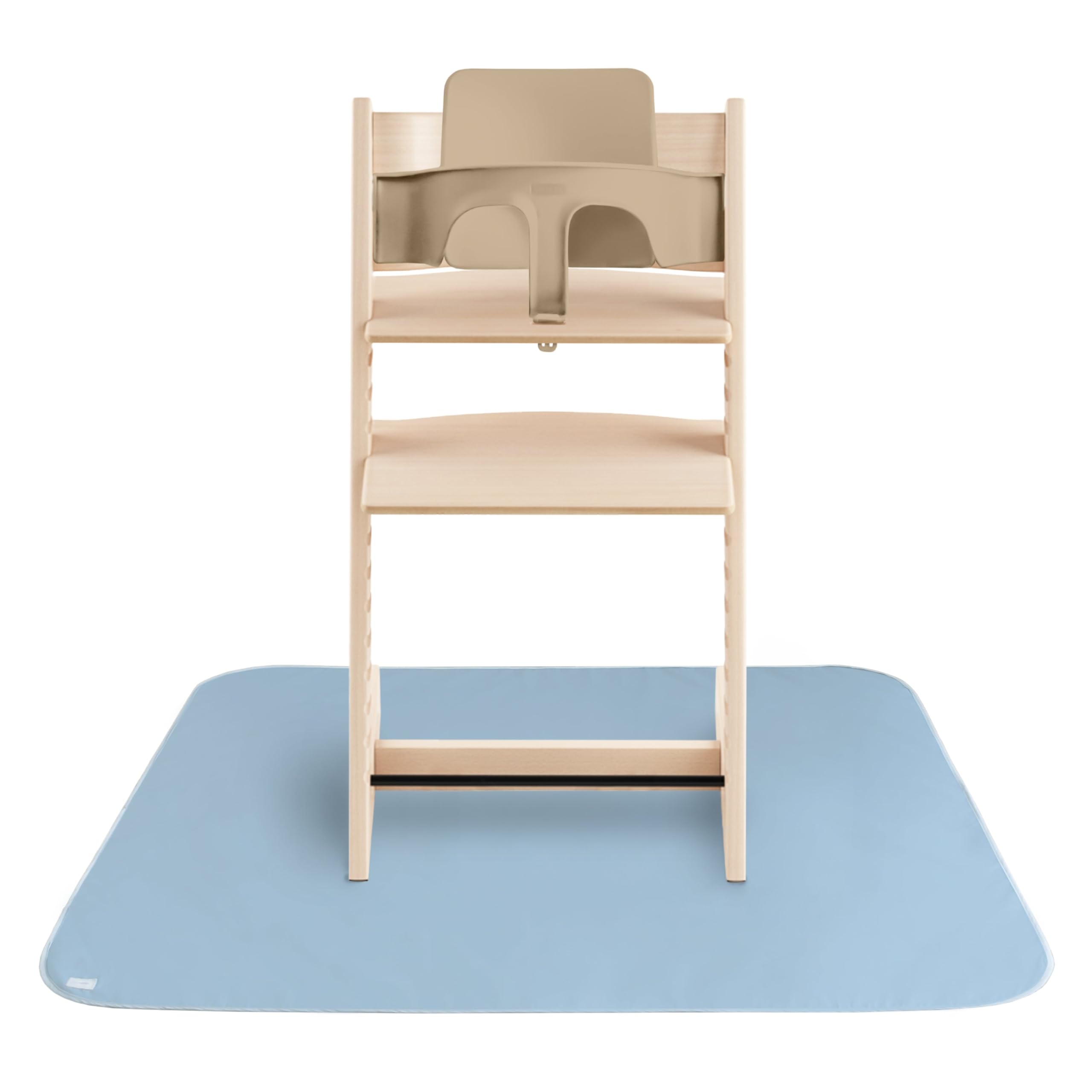 Mushie Splat Mat Tradewinds under high chair protects surfaces during meals