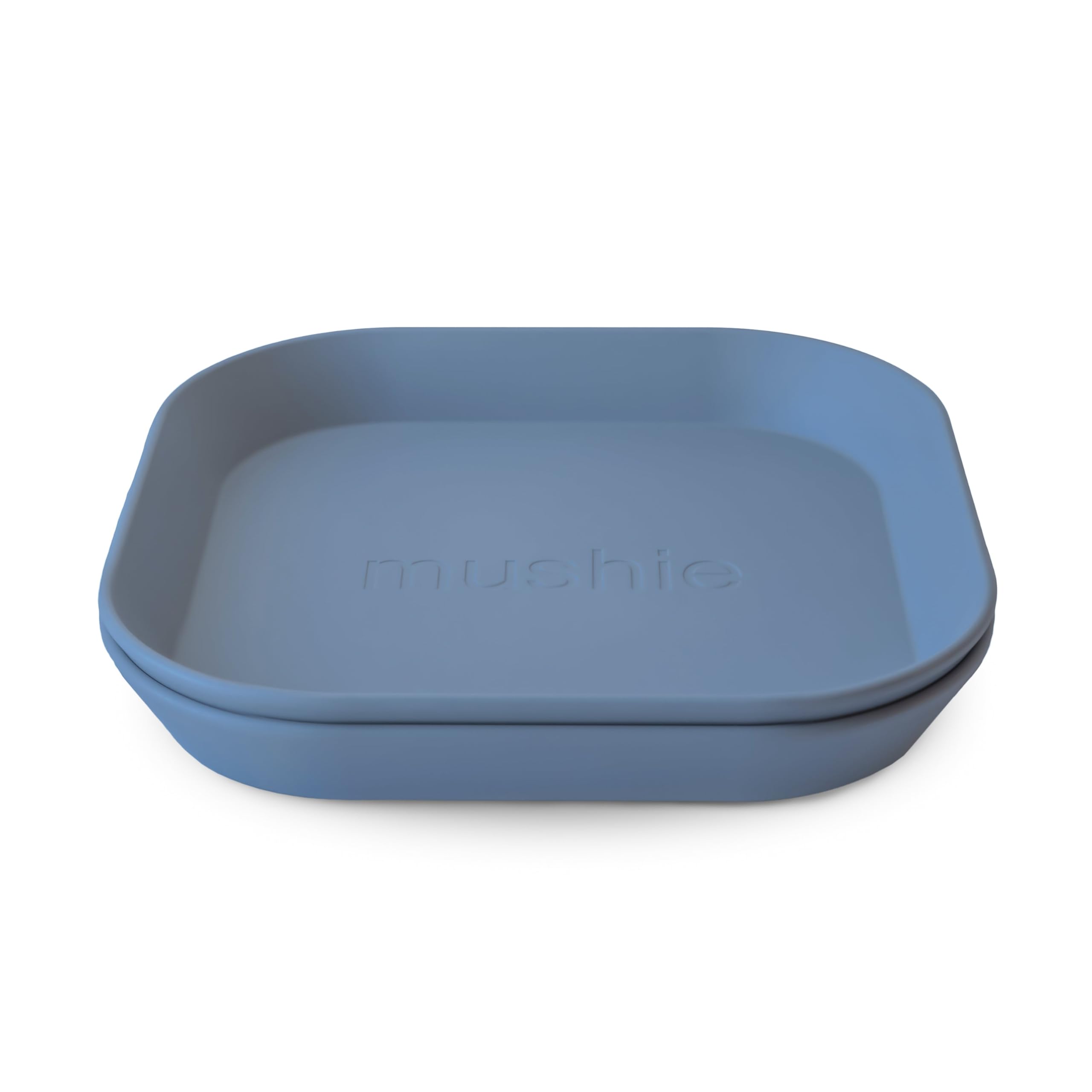 Mushie square plates close-up surface with smooth finish for quick cleaning.