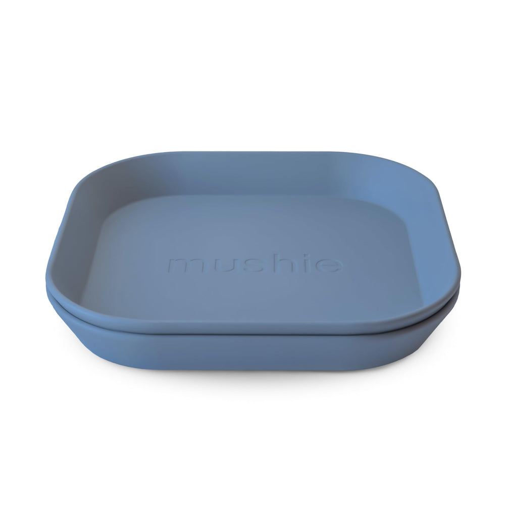 Mushie square plates close-up surface with smooth finish for quick cleaning.