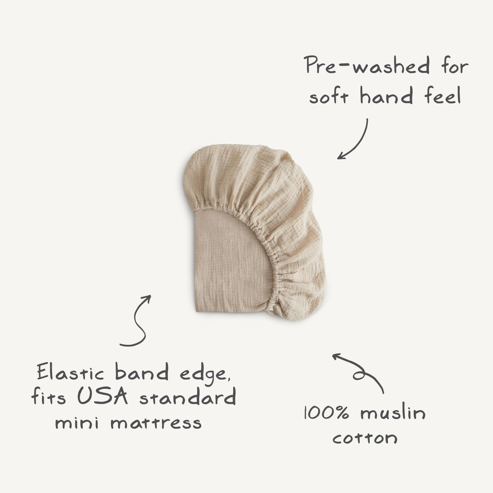 Mushie Tradewinds crib room setup with a calm, cozy look