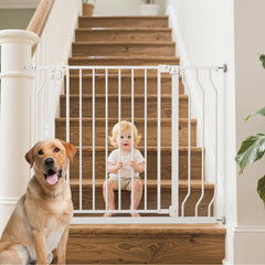 Mutak baby gate for stairs with wide passage to keep toddlers safe.