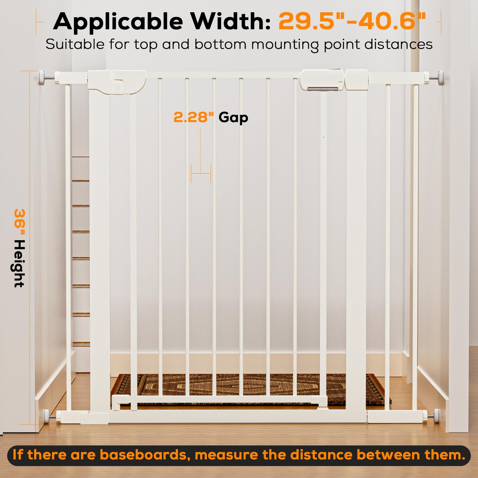 Mutak gate pressure-mounted option enables tool-free, wall-safe installation