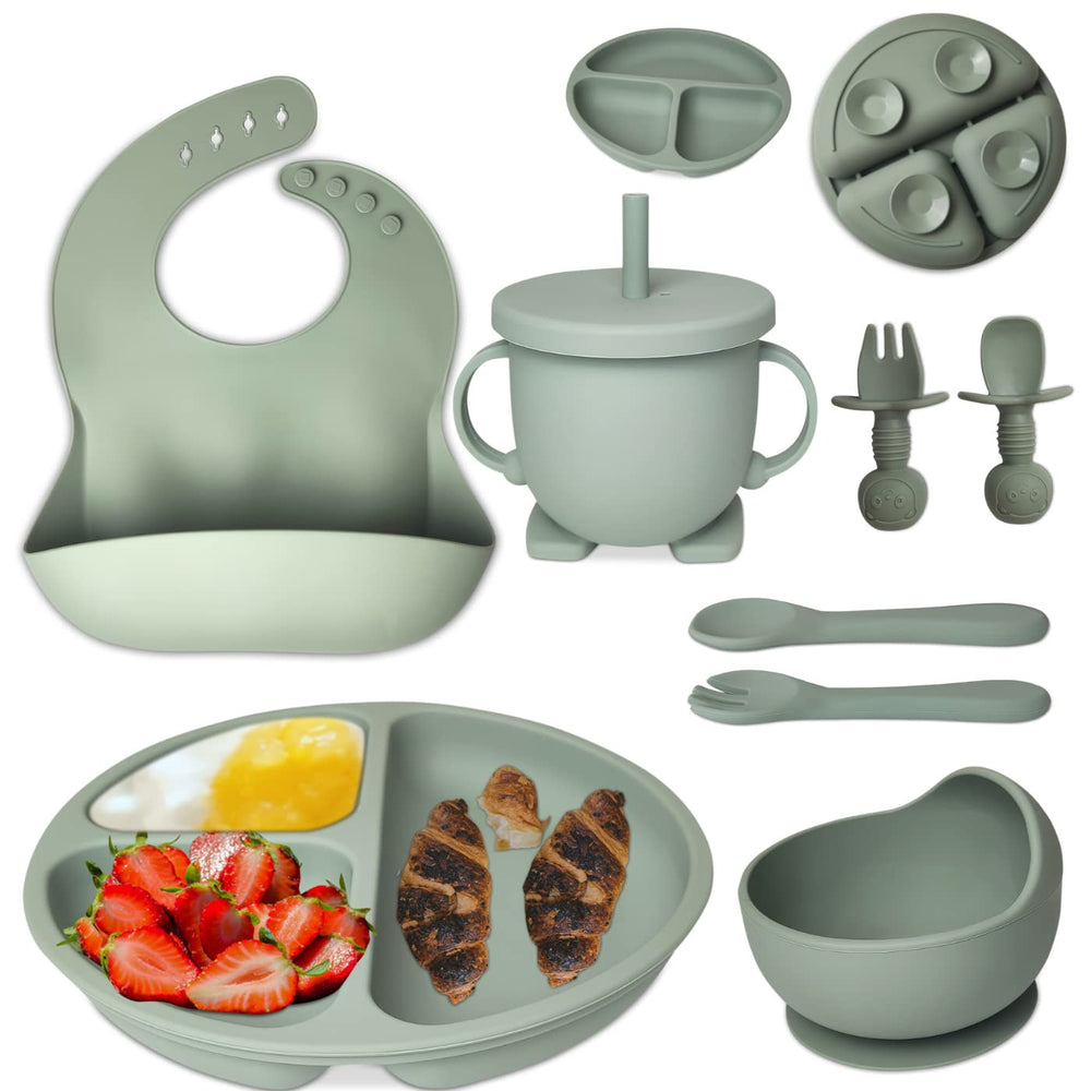 MutualProducts army-green set showcases a modern, organized feeding kit.