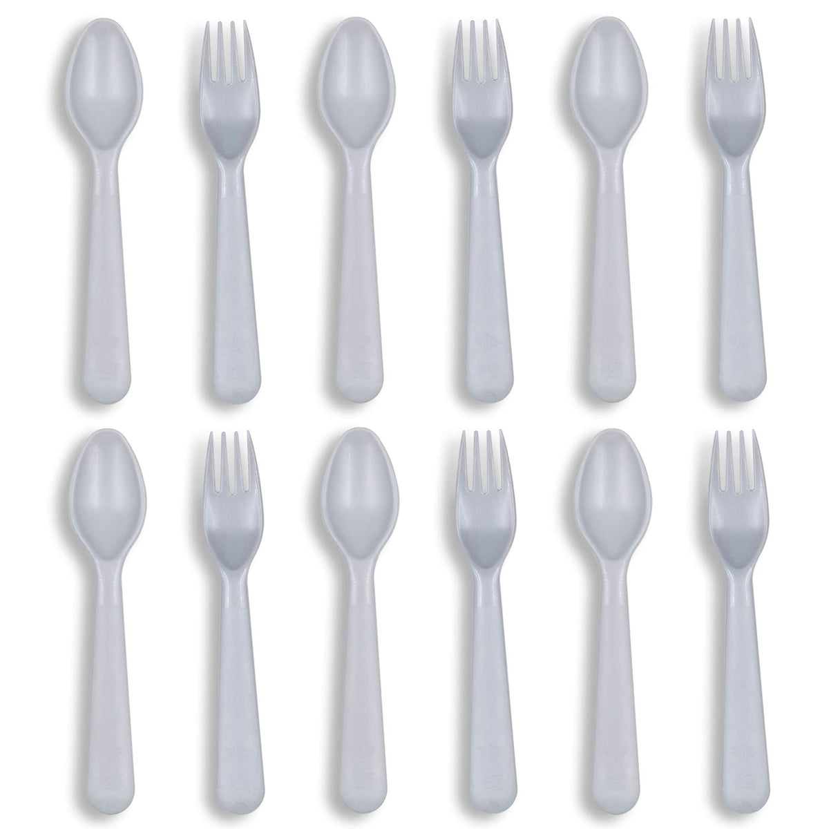Muulaii 12-piece kids utensils set with spoons and forks for self-feeding.