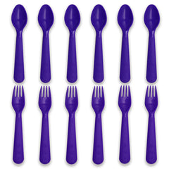 Muulaii 12-piece purple kids utensils set, ideal for family meals