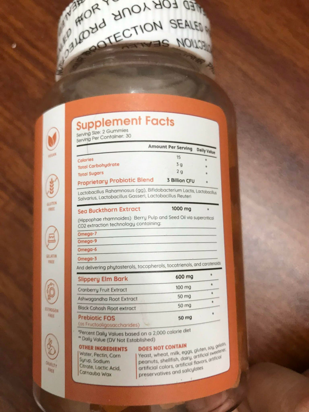 Muun Probiotic-Prebiotic blend bottle showing 5 billion CFUs for digestion