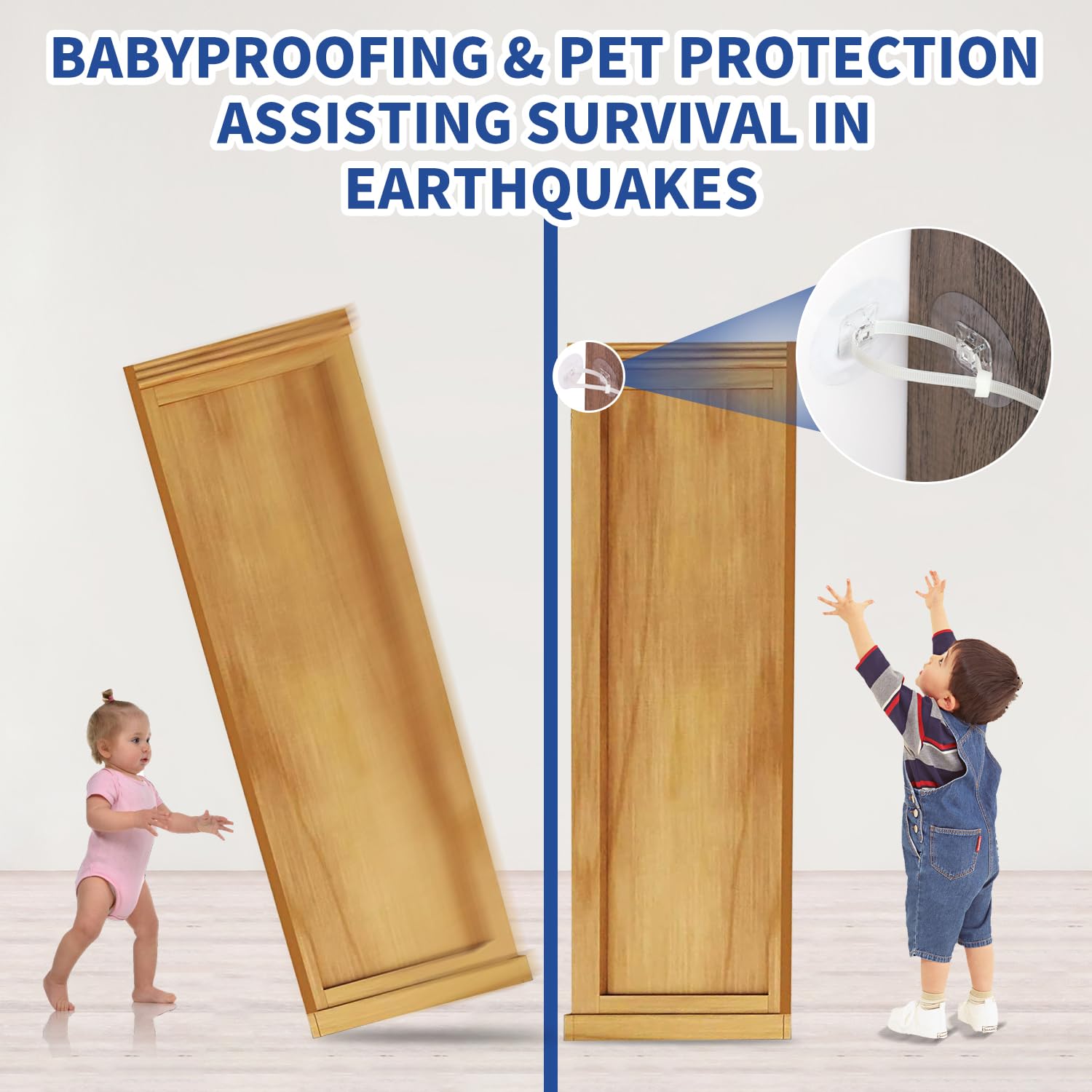 MUUPEG anchors fit TV stands, dressers, and cabinets for baby safety.
