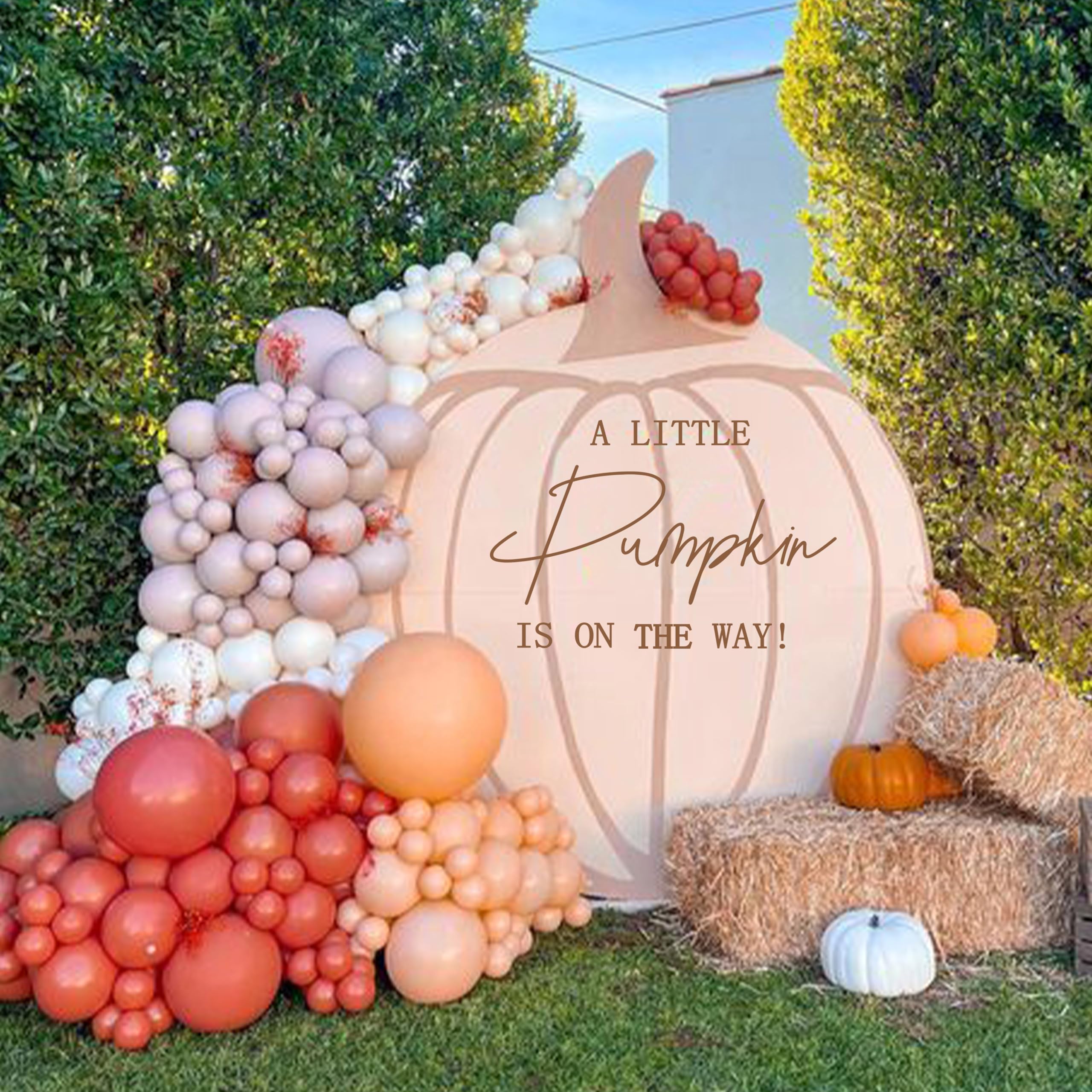 MUWEOL pumpkin baby shower decal creates adorable autumn accents for photos.