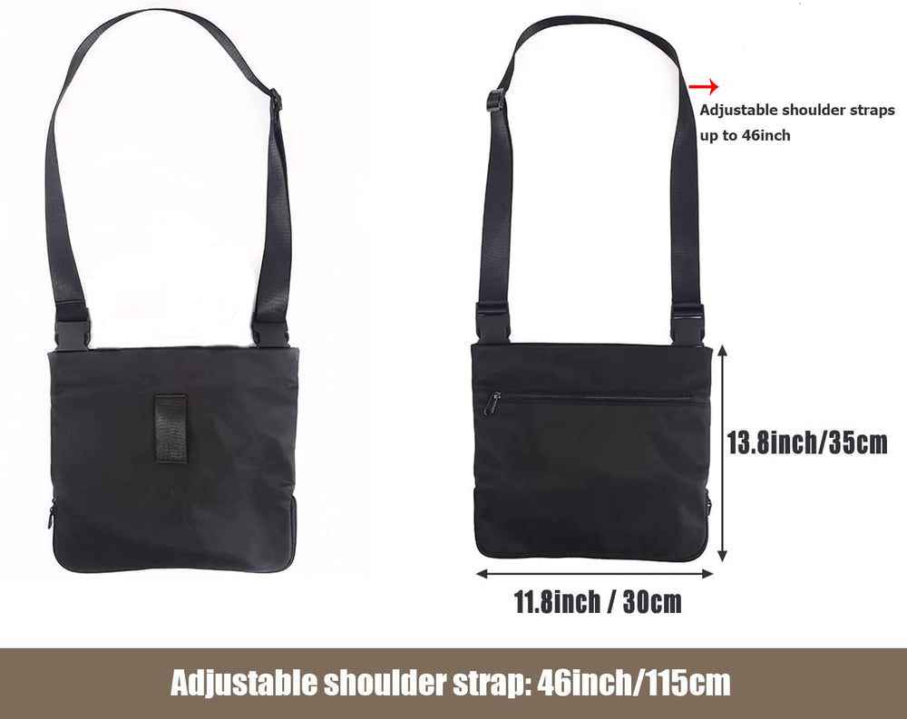 MUYU catheter bag holder strap detail for secure leg and shoulder wear.
