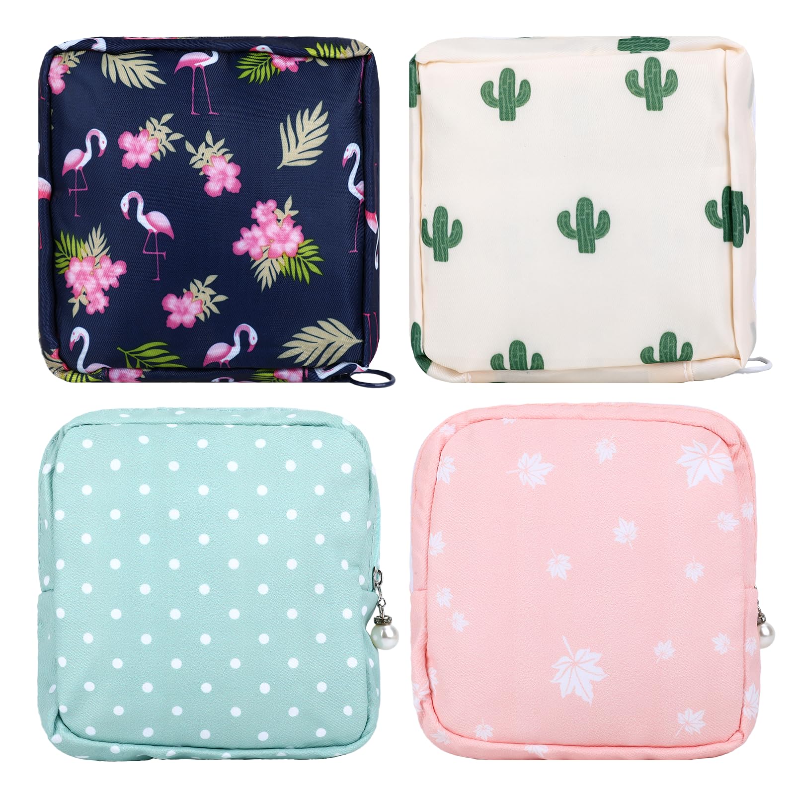 MveLwodx period bag pink maple leaf design, discreet storage for pads