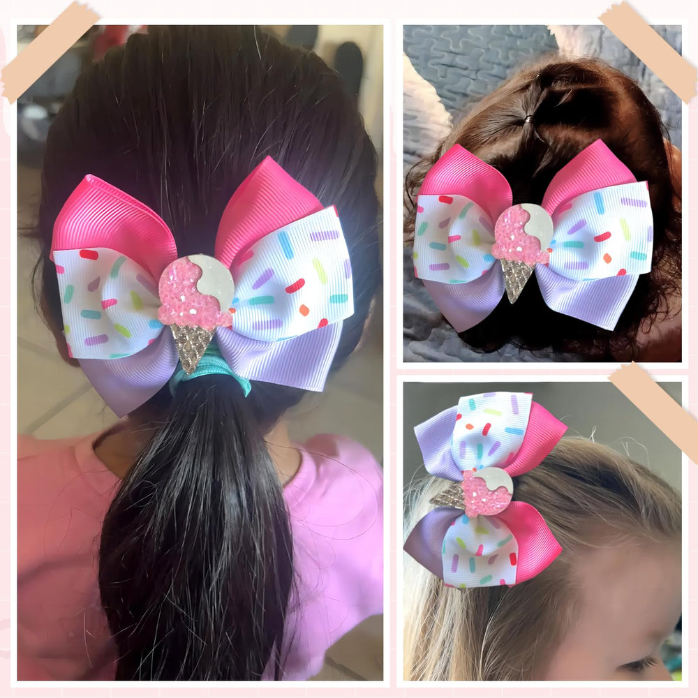 MWRDSM ice cream bow clip pink, bright colors for daily outfits