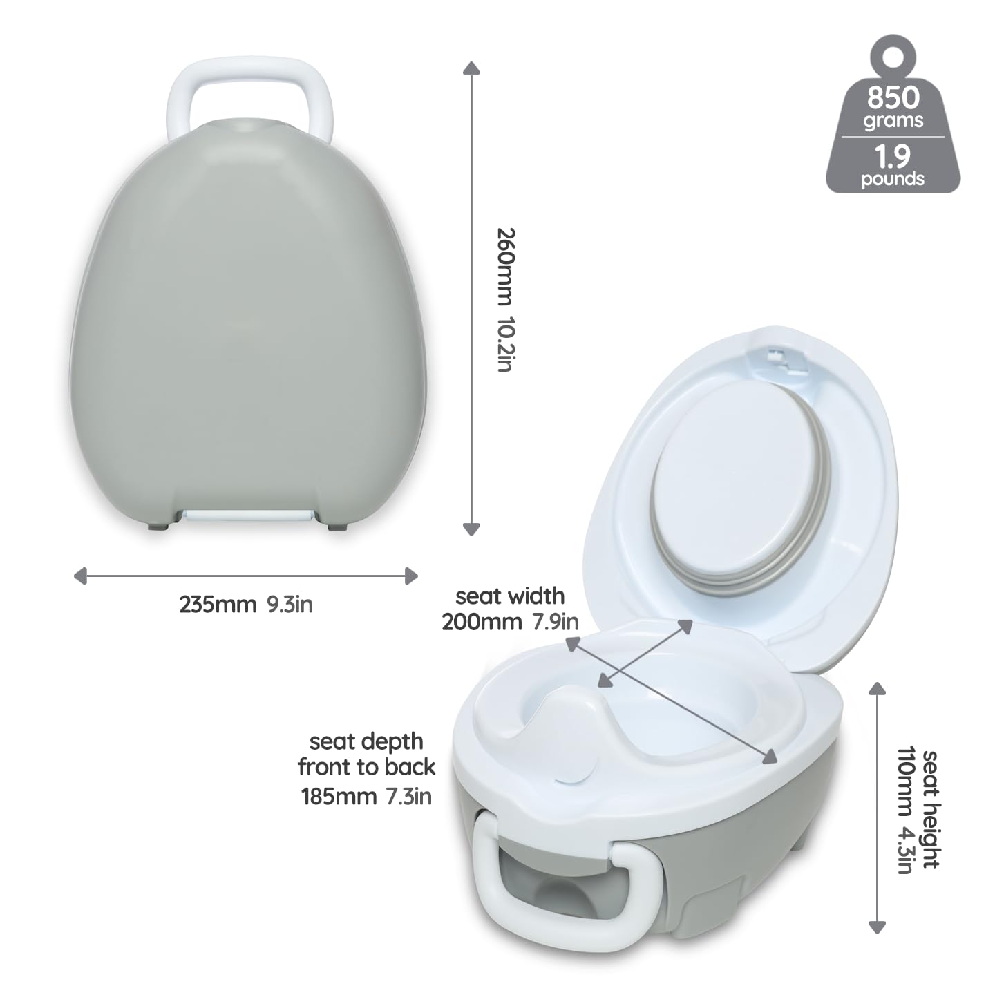 My Carry Potty kid-friendly handle helps toddlers feel secure during use.