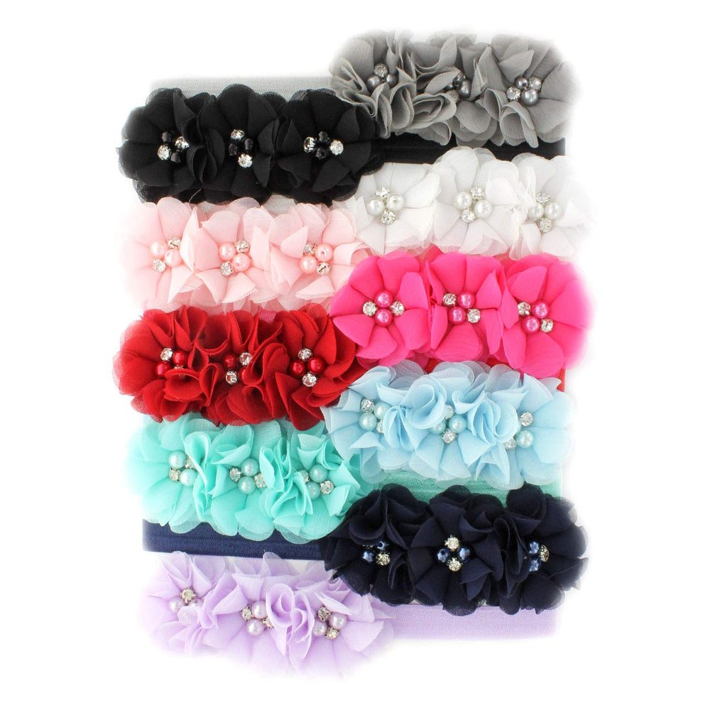 My Lello baby flower headbands with chiffon beads for adorable photo sessions