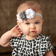 My Lello baby headbands closeup beads add sparkle for photos.