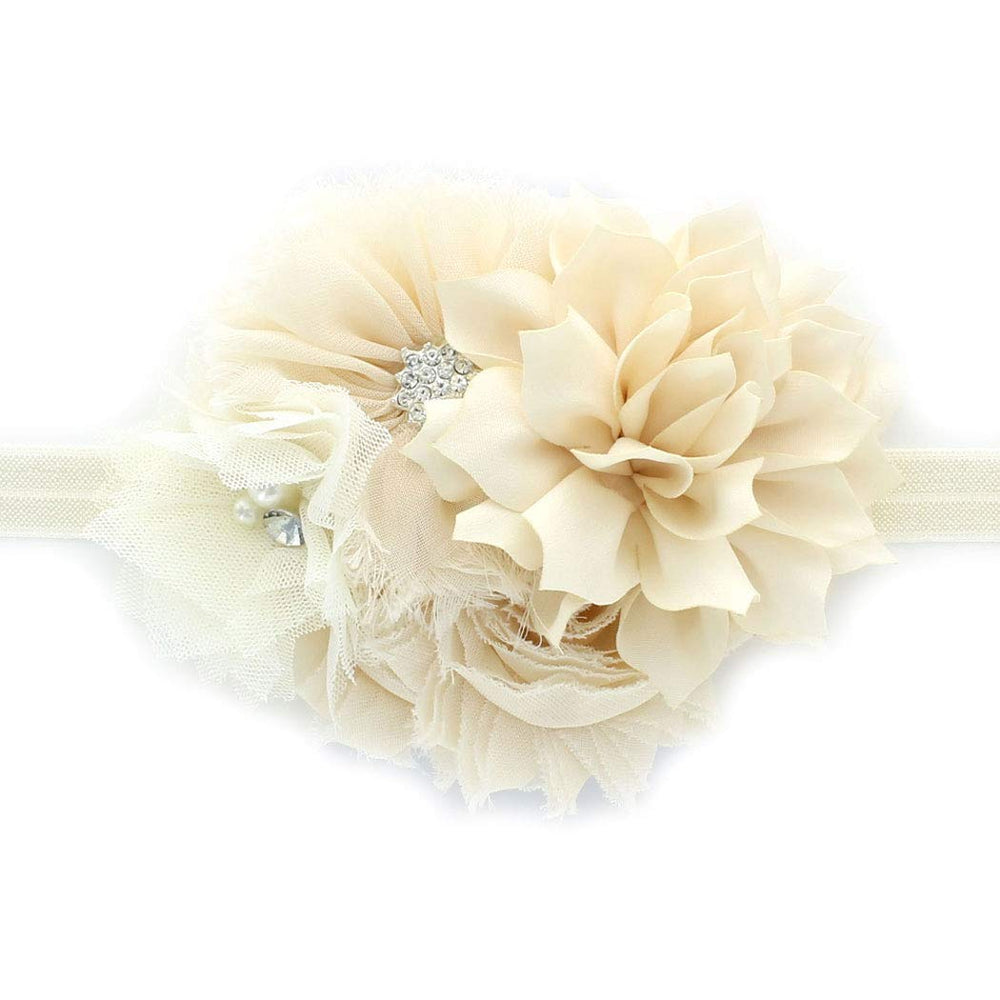 MyLello headband with fabric flowers cluster for vintage photo shoots