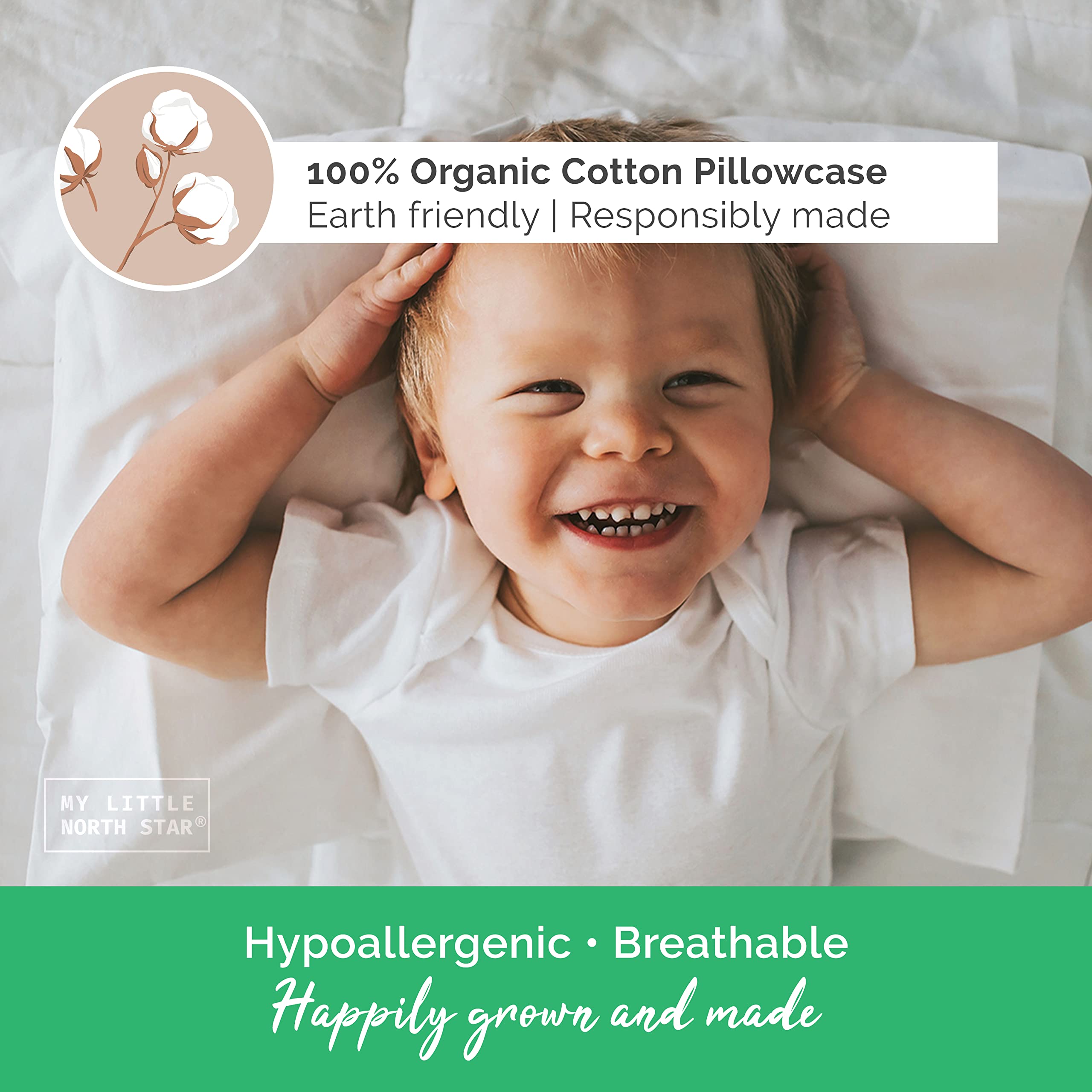 My Little North Star travel-friendly toddler pillow shown compact for trips.