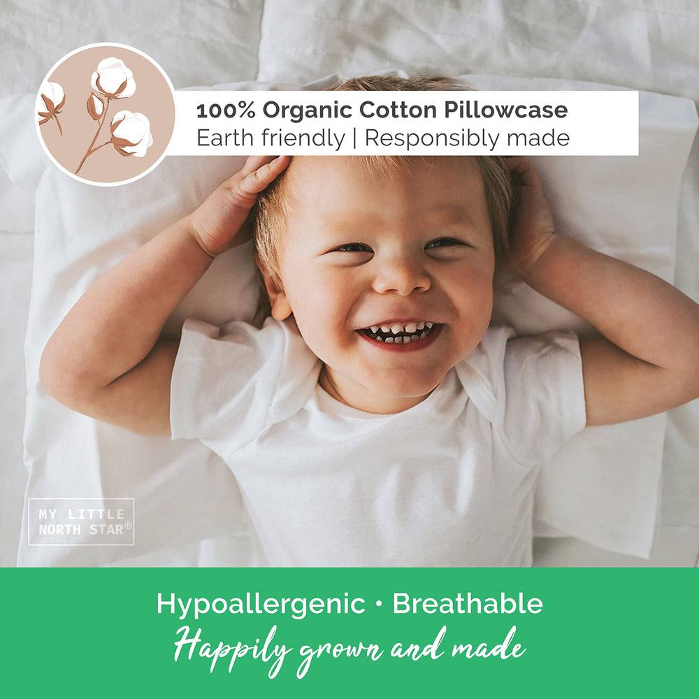 My Little North Star travel-friendly toddler pillow shown compact for trips.