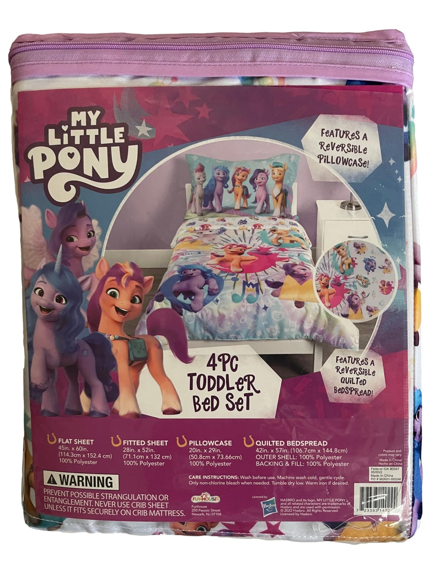 My Little Pony bedspread visual coordinates with toddler rooms.