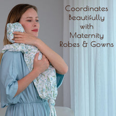 MY LITTLE ZONE Botanical Blue gown with cap set, coordinated newborn outfit.