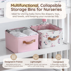 MY LITTLE ZONE diaper storage bin keeps baby essentials neatly organized.