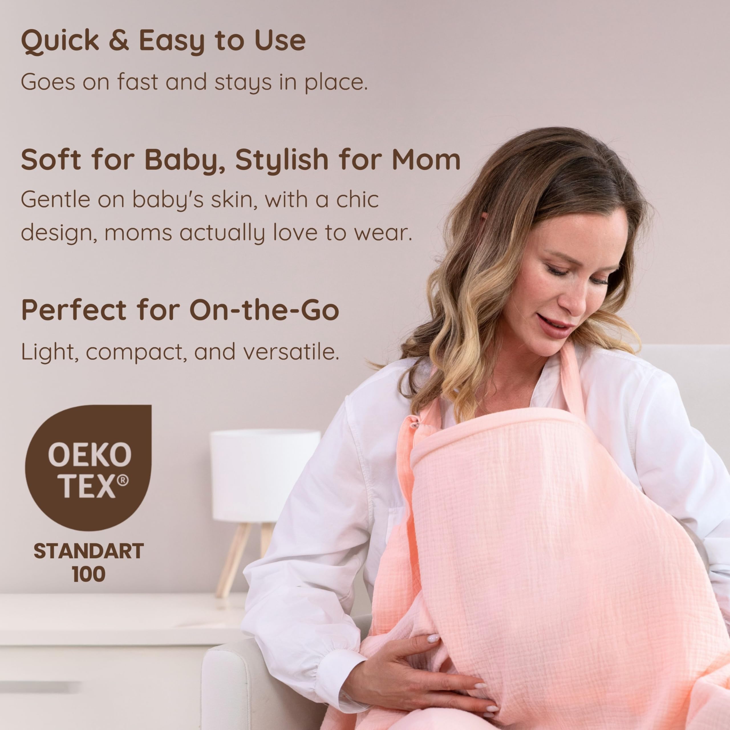 MY LITTLE ZONE muslin nursing cover pink full coverage 40x28 inches for private nursing.