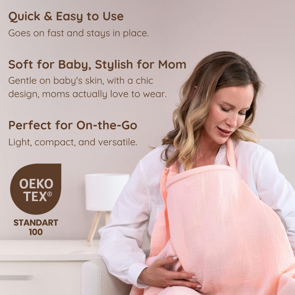 MY LITTLE ZONE muslin nursing cover pink full coverage 40x28 inches for private nursing.