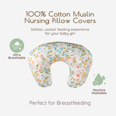 MY LITTLE ZONE muslin nursing pillow cover protects baby’s skin with soft breathability.