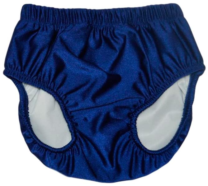My Pool Pal Adult Swim Diaper navy worn discreetly under a swimsuit for confident swimming.