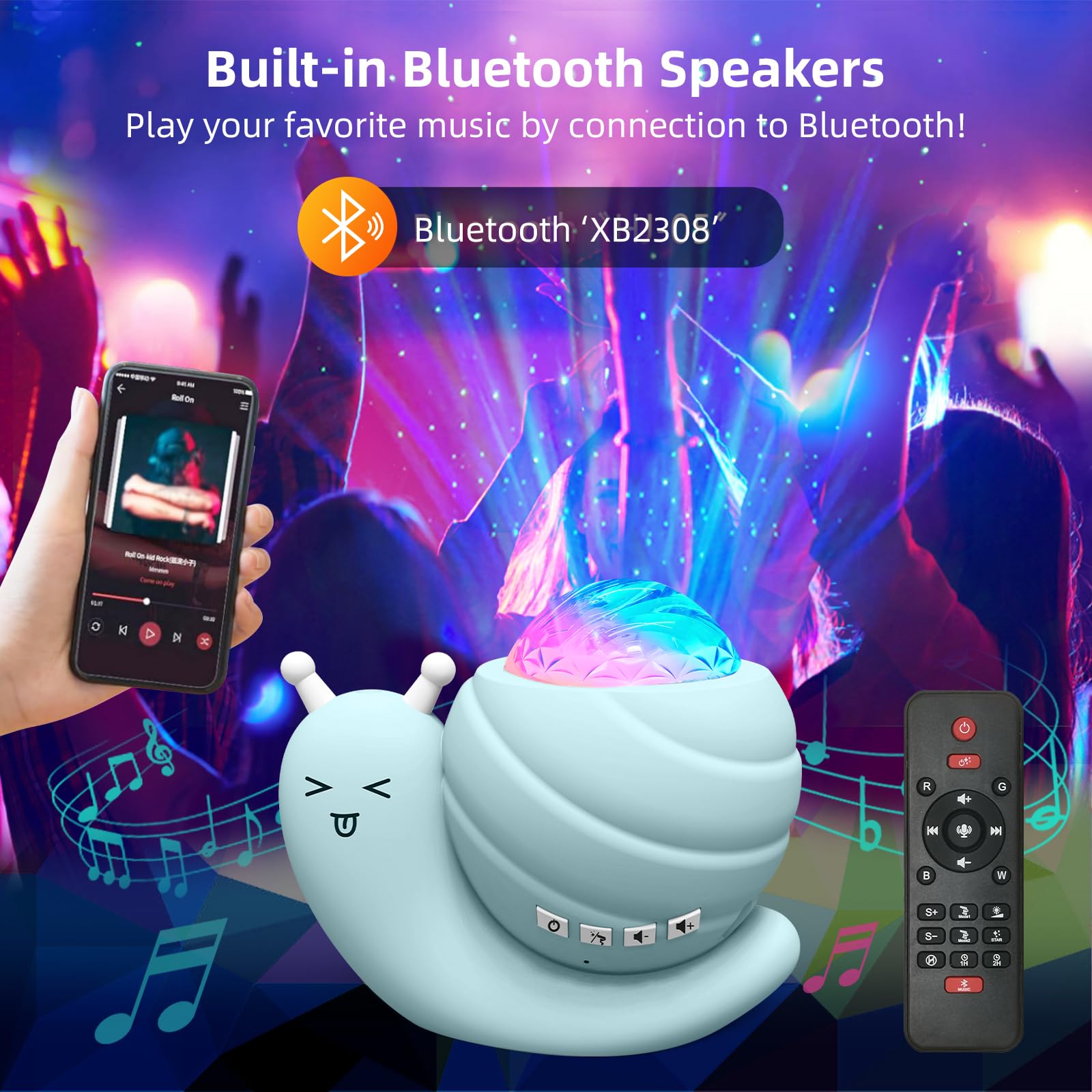 Mycket Star Projector streams Bluetooth music with lights synced to the beat.
