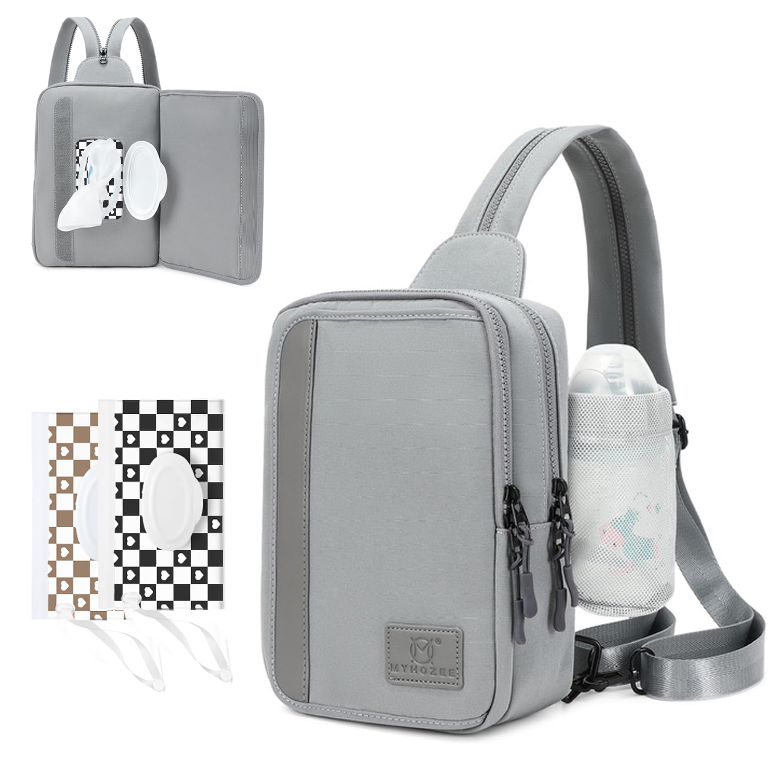 MYHOZEE crossbody front view showing compact everyday carry with quick access