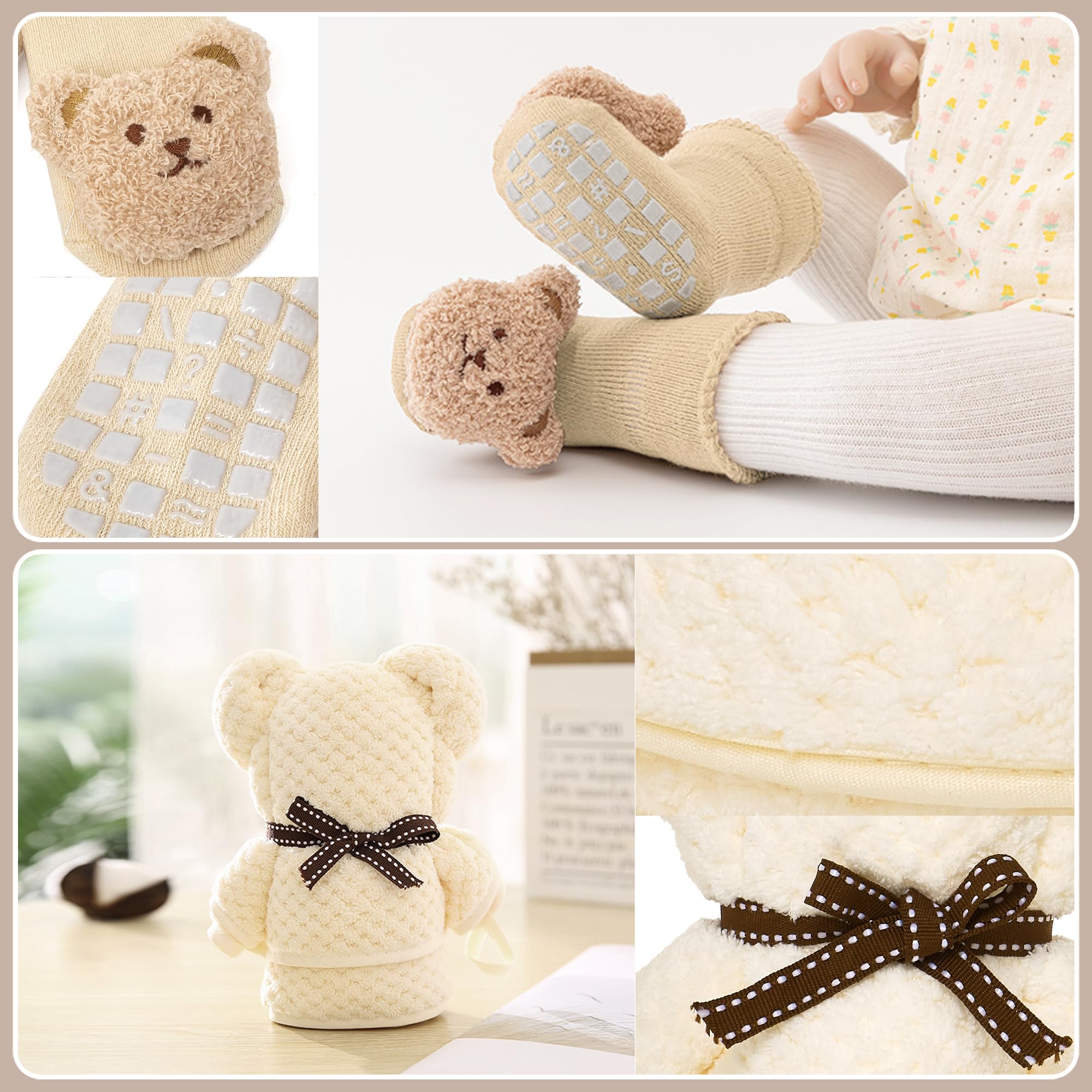 MYLARENTUM bear-themed socks provide gentle warmth for tiny feet