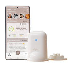MyLee smart monitor sensor close-up showing real-time milk insights.