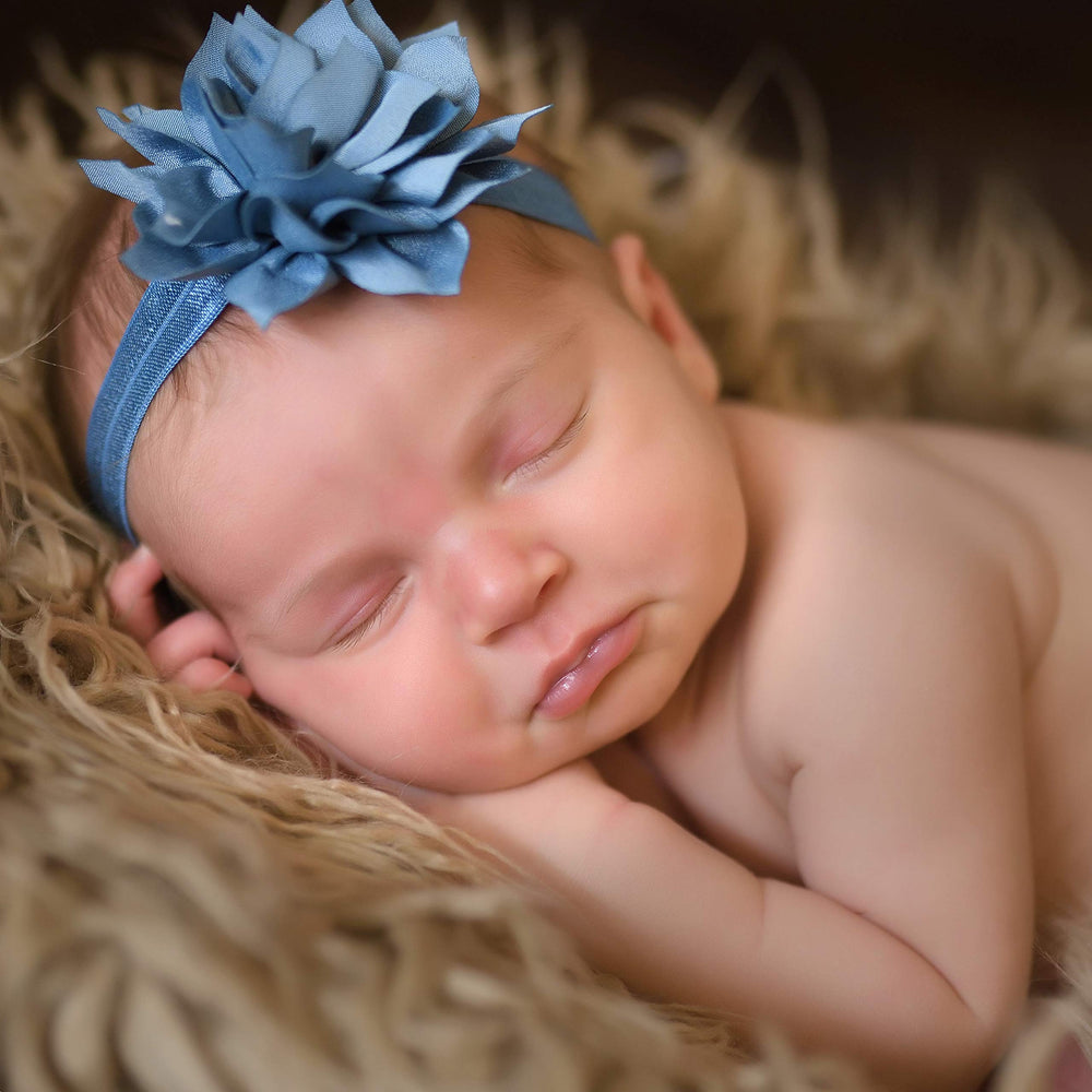 My Lello dusty rose petal headband, soft and versatile for baby styles.