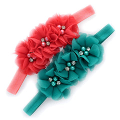 My Lello Girls Flower Headbands in coral and jade beads for newborn photography