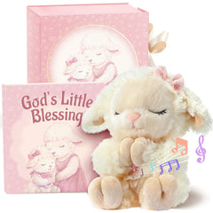 MyMateZoe baptism gift set box showcases the Praying Lamb plush and keepsake box.